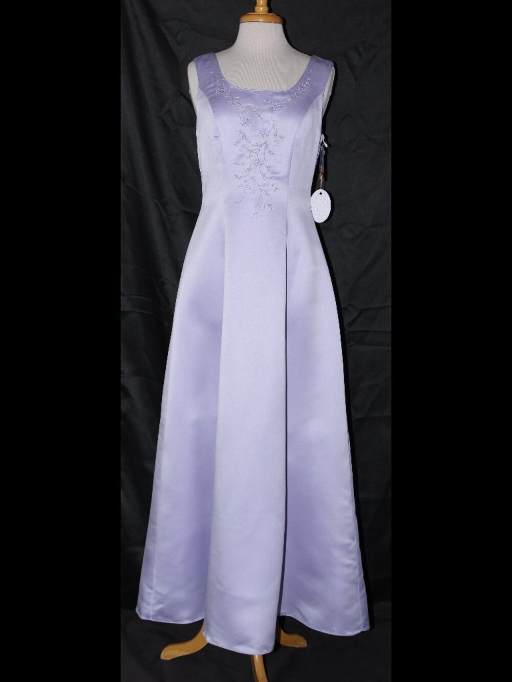 Poly USA #2426 Long Satin Bridesmaid Dress With Embroidery-Size M-LILAC-NWT